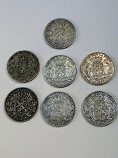 Lot 5 Silver Francs Belgium Leopold, 7 pieces