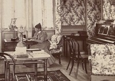 FRANCE Maison intérieur Piano c1896 Photo Stereo Albumine Vintage 