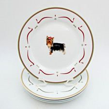 The Danbury Mint Yorkshire Terrier Dog Dishes Salad Plates 8 inch Set of 4