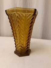 Vase vintage en verre brun fumé soufflé