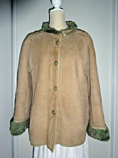  MAGNIFIQUE VESTE FEMME MOUTON RETOURNE COULEUR BEIGE GRIS  BON ETAT!