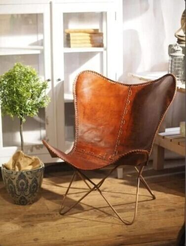 Fauteuil papillon cuir - en,