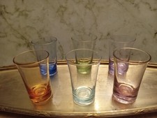 Lot de 6 verres à liqueur -  fond coloré