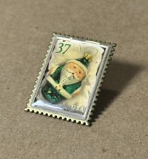 VINTAGE 37 CENT CHRISTMAS U.S. POST OFFICE LAPEL PIN SANTA USPS VTG XMAS - Read