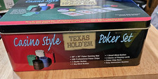 Casino Style Texas Hold' Em Poker Set In Tin Box Pre-Owned all parts included