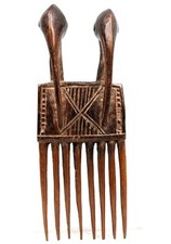 African Art - Djimini Kulango Double Calao Comb - African Comb - 20 Cms