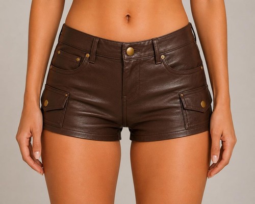 Nouveau short cuir marron - en,