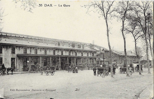 Cpa animée dax la - dax, gare