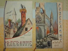 2 couvertures de programmes de spectacle , aquarellé 10 juillet 1915 , alsace