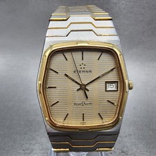Eterna Royal Quartz Watch Men 30mm Gray Dial Two Tone Date Hexagon New Battery
