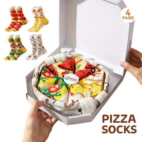 Pizza chaussettes cadeau boite - pizza,