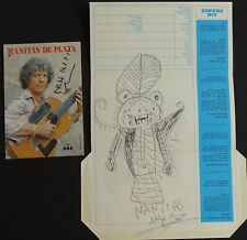 The Gypsy Guitarist Manitas SILVER Original Signed Drawing + CP Signed
