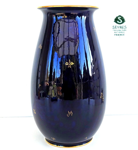 Sevres vase porcelaine bleu - vase,