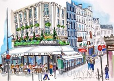 CAFE de FLORE PARIS PRINT. Hotel Montana. Boulevard St Germain. Paris Wall Art.