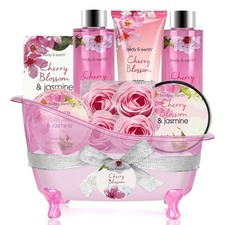 Coffret Bain et Corps-Panier-Cadeau de 8 Pièces au Parfum de Fleur de Cerisie...