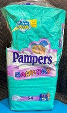 (27) Vintage Pampers EUROPEAN Baby-Dry Diapers Size Junior/5 w/Bag!
