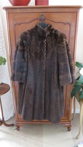 Manteau vison raye marron - manteau,
