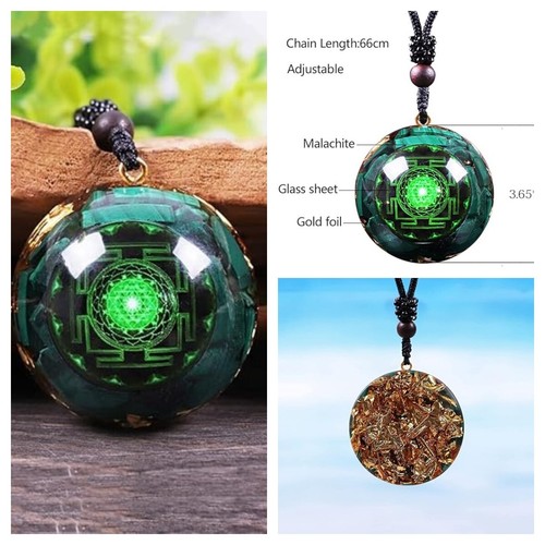Malachite orgonite pendant - malachite,