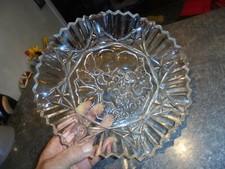 Antique fruit tray center table, glass with grape apple plum 