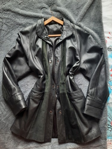 Manteau noir vintage cuir - manteau,