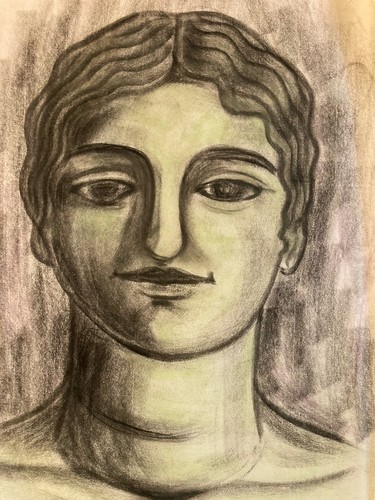 Grand dessin fusain sur papier - grand,