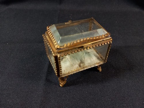 Boite bijoux laiton verre - et,