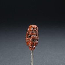 Antique Japanese Ojime Dama Netsuke Crouching Man Meiji Era Japan