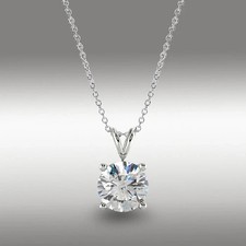 1.25Ct Round Brilliant Cut VVS Moissanite Solitaire Pendant 18" Chain For Womens