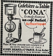 1928 CONA PERFECT COFFEE TABLE COFFEE MAKER ADVERTISEMENT FRENCH AD PUB RARE