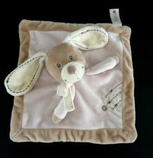 *. DOUDOU PLAT SIMBA NICOTOY LAPIN rose beige marron écharpe écru croix rond TBE