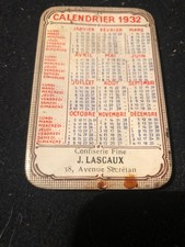 calendrier publicitaire miroir 1932, confiserie fine,j lascaux, paris