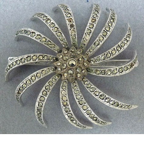 Bijou broche fleur argent - fleur, en
