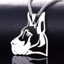 Cropped Ear Great Dane German Mastiff dogue allemand Dog Head Pendant Necklace