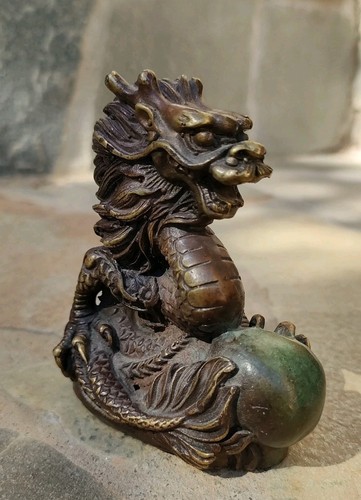 Statuette dragon bronze - dragon, en