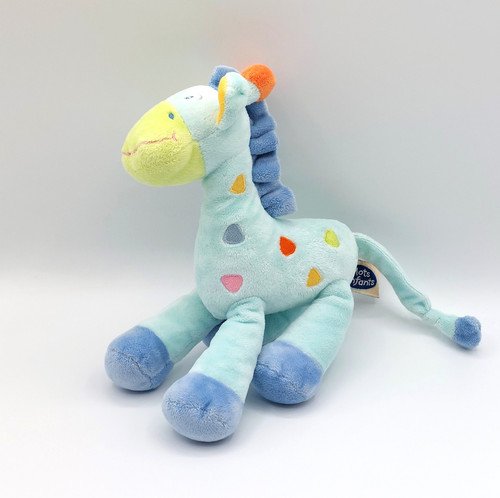 Peluche doudou girafe - , bleu