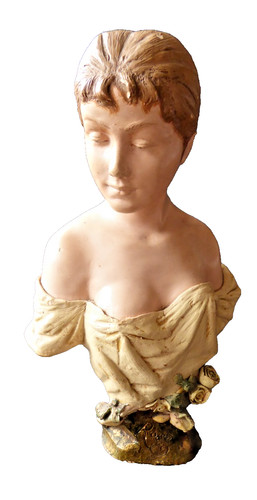 Rare buste femme terre - rare, cuite