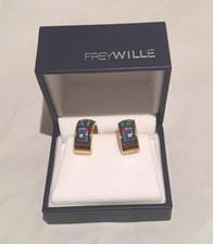 Authentic FREY WILLE  Hundertwasser Méditerranée Enamel Clip Post Earrings NIB