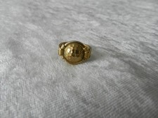 Ancienne bague Art Déco chevalière argent massif et or / Vermeil T: 52