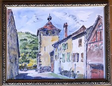 tableau aquarelle : village