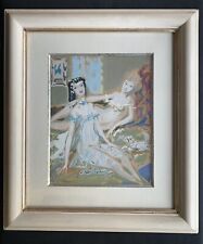 Antique oil painting Charles Blanc (1896-1966) portraits of women