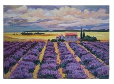 Peinture champ lavande originale art mural paysage lavande 12/8 pouces