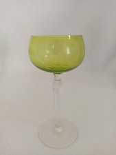 1 VAL SAINT LAMBERT CRYSTAL RHINE WINE GLASS Chartreuse green color 