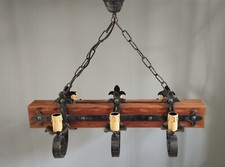 Lustre rustique en bois et fer