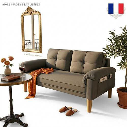 Canapé 2 places gris - 🛋️,