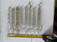Eight (8)ART DECO 1920s CHANDELIER CRYSTAL GLASS MANTEL LUSTER SPEAR PRISMS