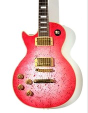 Guitare électrique gaucher personnalisée rouge finition laquée unique...