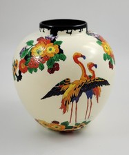 Vase Royal Doulton, Vaisselle Mandarin, Flamant Dansant Par R.Allen, Vers 1920