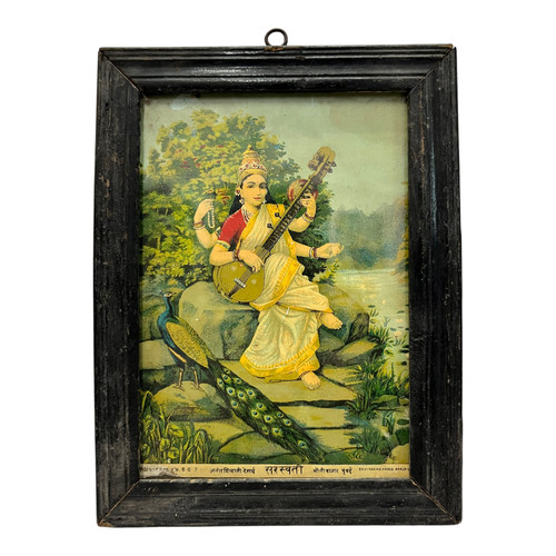 Vintage old goddess saraswati - vintage,