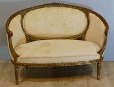 Louis XVI Style Gold Skated Wood Sofa, 19th Century