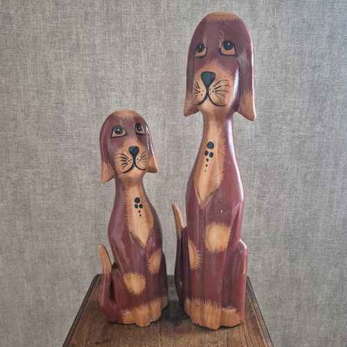 Paire chiens bois - chiens,